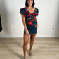 Lilian navy floral peplum top