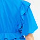 Ava ruffle sleeve peplum top blue