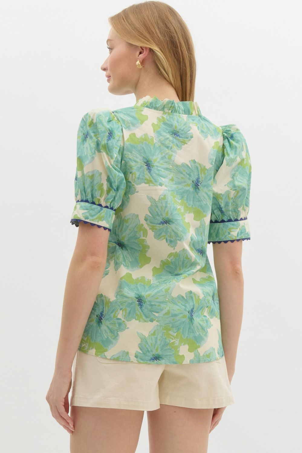 Renee mint floral blouse
