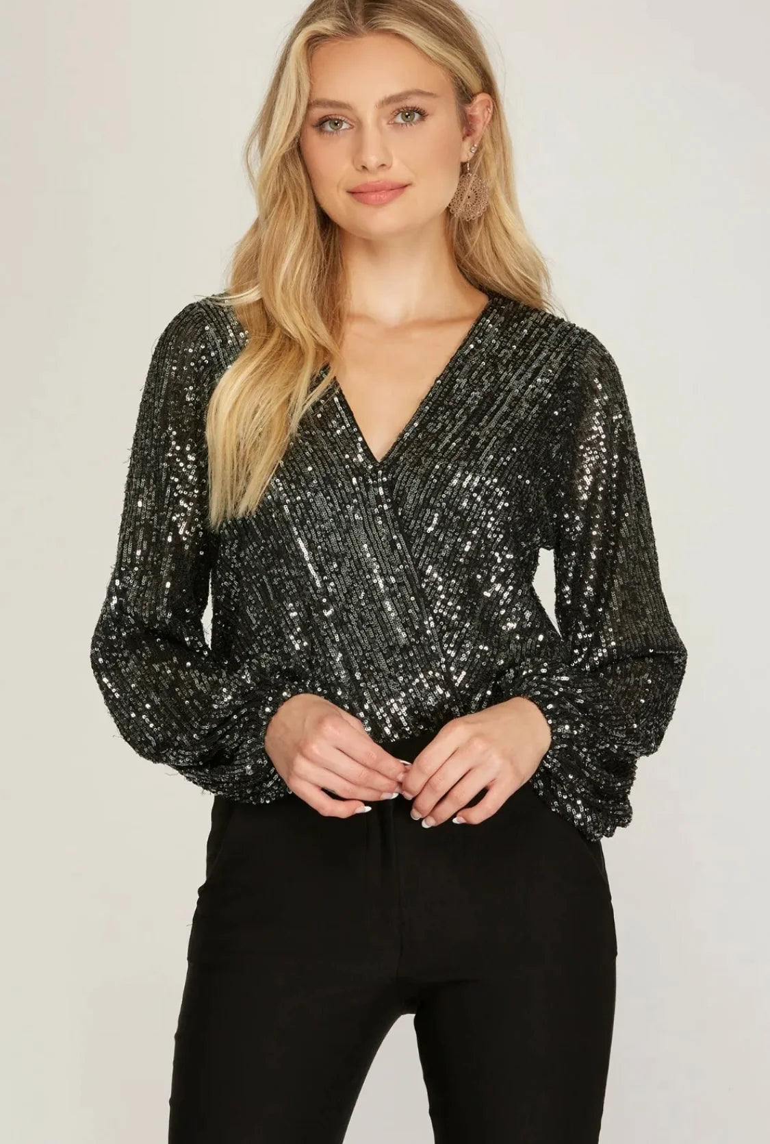 The Ophelia Sequin Bodysuit ( Black)