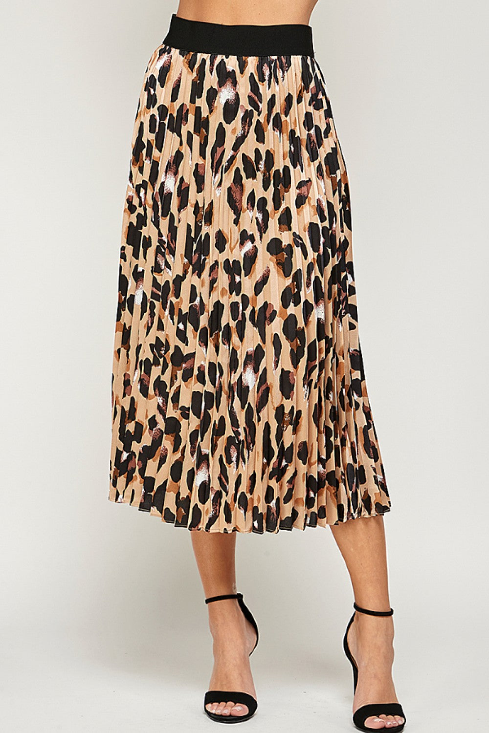 Courtney pleated leopard skirt
