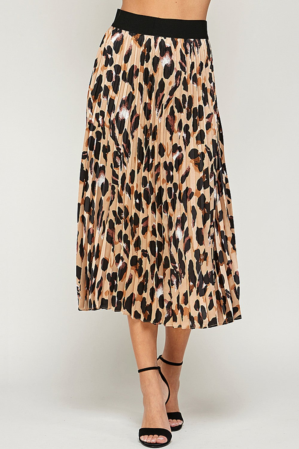Courtney pleated leopard skirt