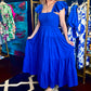 Presley Blue Ruffle Sleeve Tiered Dress