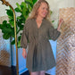 Olive Embroidered Dress