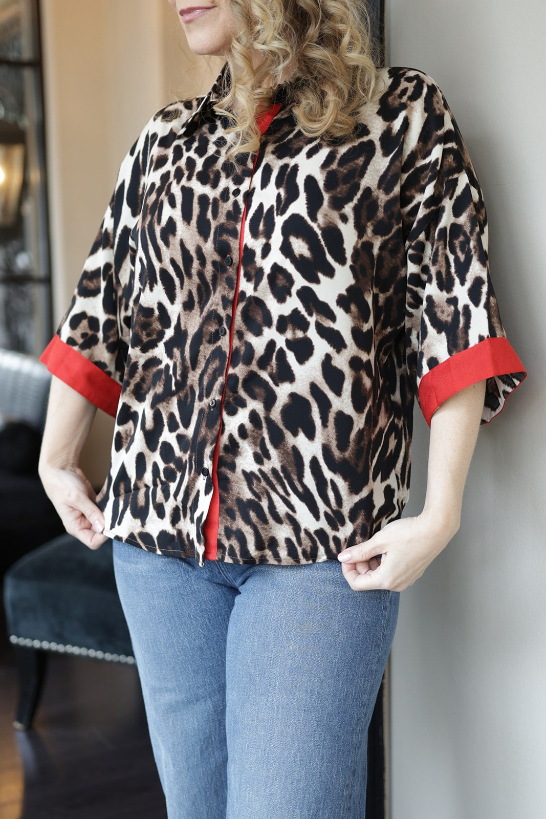 Lydia Leopard Button Down Blouse