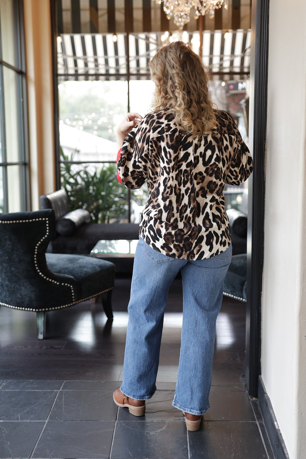 Lydia Leopard Button Down Blouse