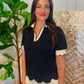 Monica Collared V Neck Puff Sleeve Blouse
