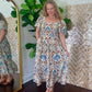 Sabrina Boho Tile Print Midi Dress