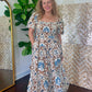 Sabrina Boho Tile Print Midi Dress