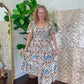 Sabrina Boho Tile Print Midi Dress