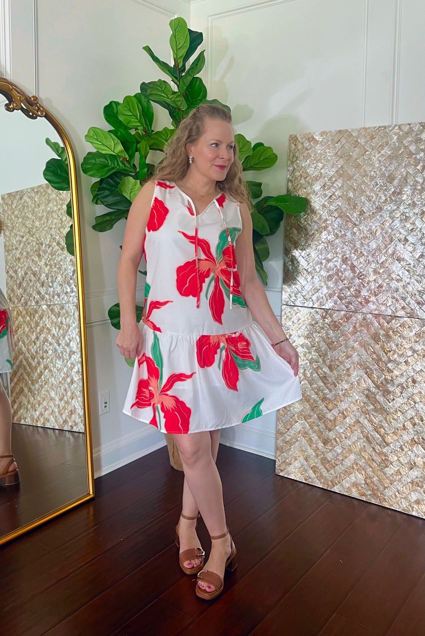 Iris Floral Lace up Ruffled Sundress