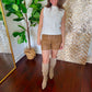 Laurel Pearled High Neck Textured Knit Sweater Vest