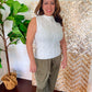 Laurel Pearled High Neck Textured Knit Sweater Vest