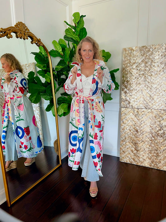 Strawberry Rose Trench Coat Dress
