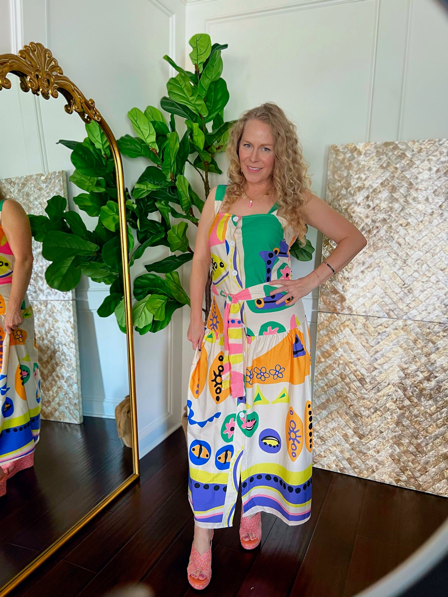 Ana Lucia Mixed Print Dress