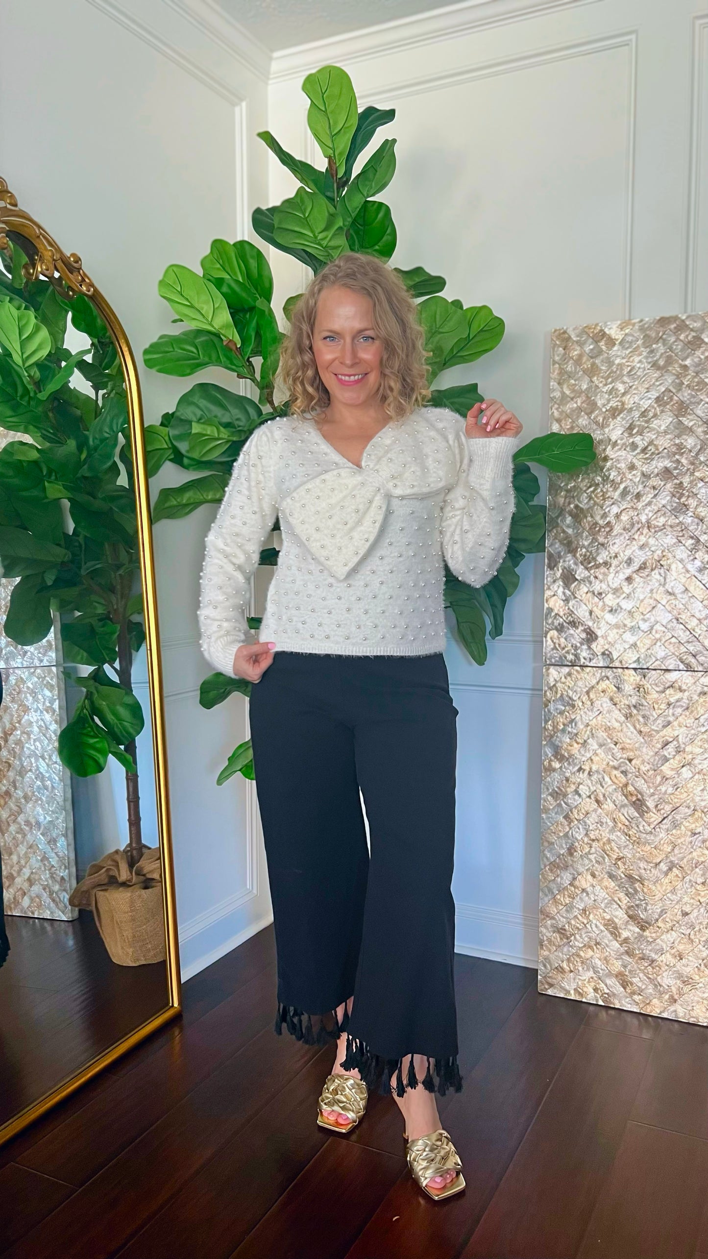Priscilla Pearl  Bow Sweater