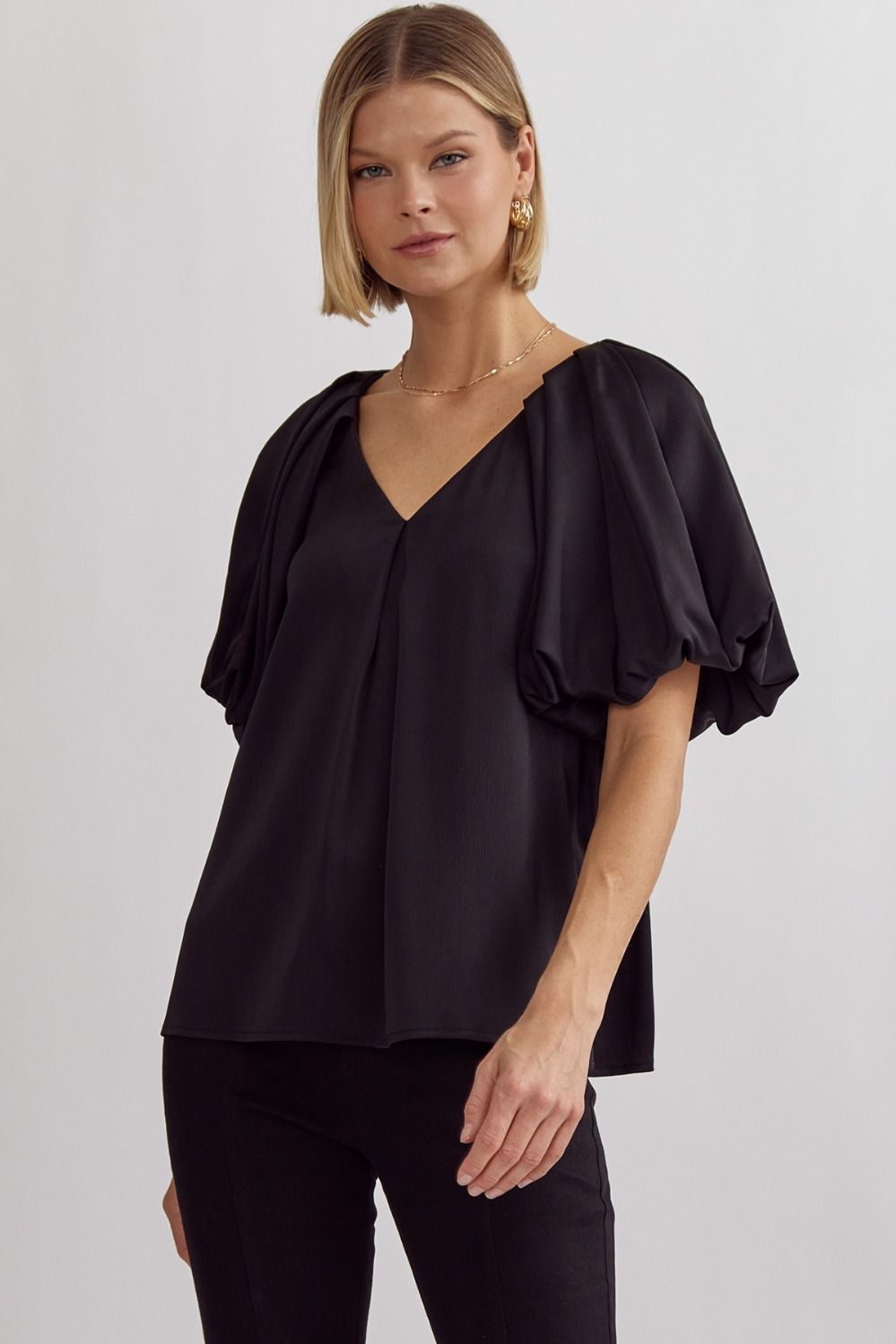 Audrey black satin top