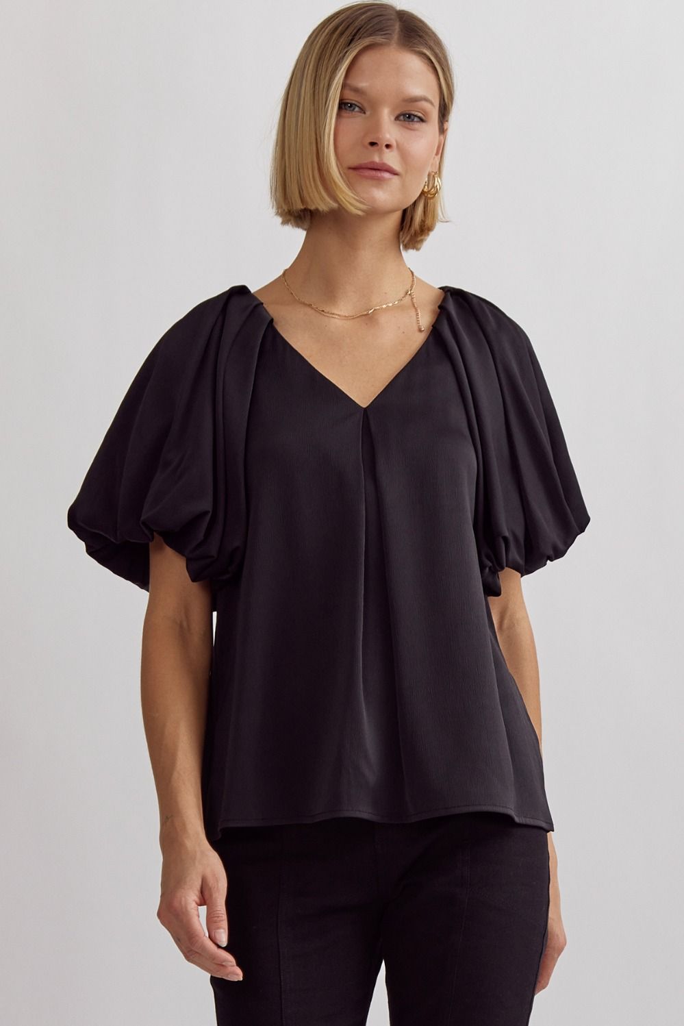 Audrey black satin top