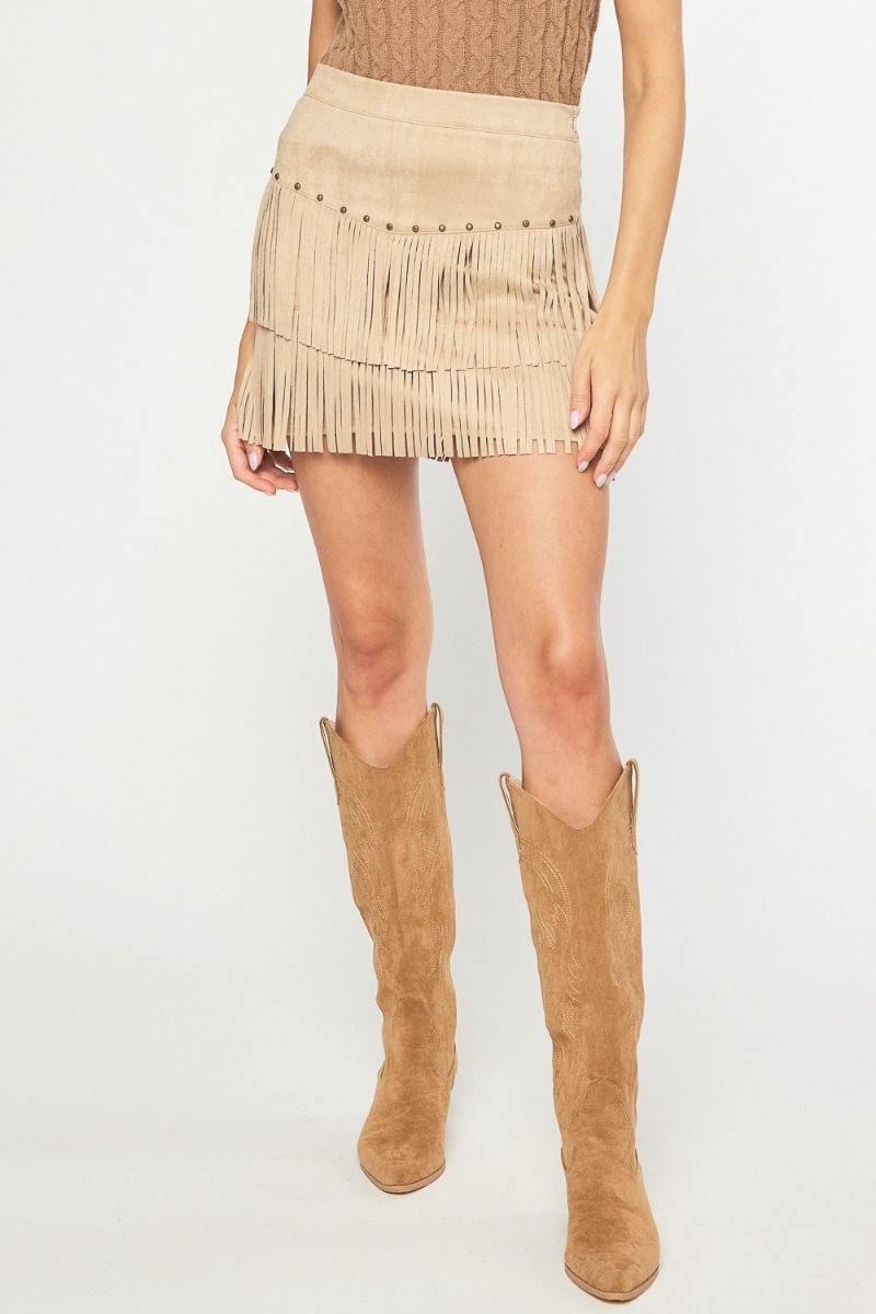 Sally Suede Tassel Skirt
