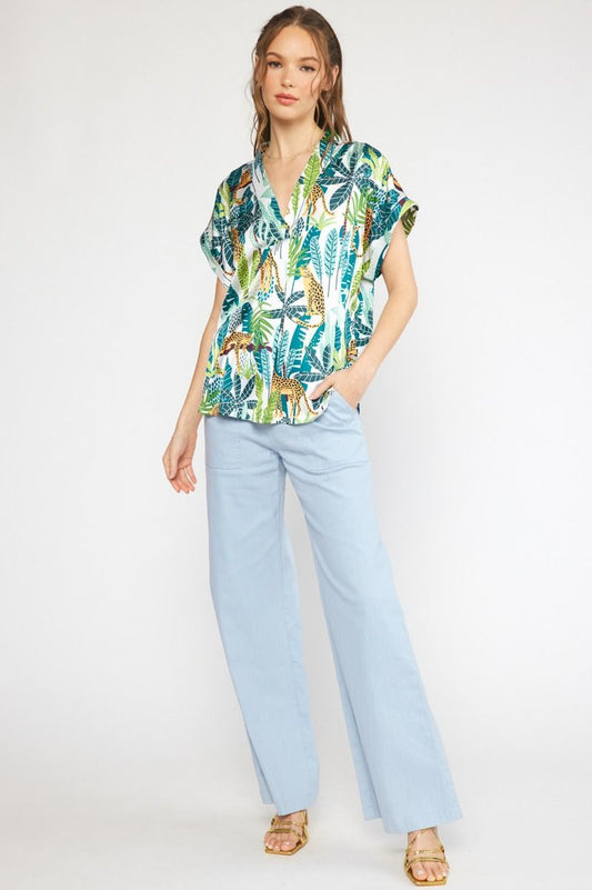 Adrienne Jaguar Print Top