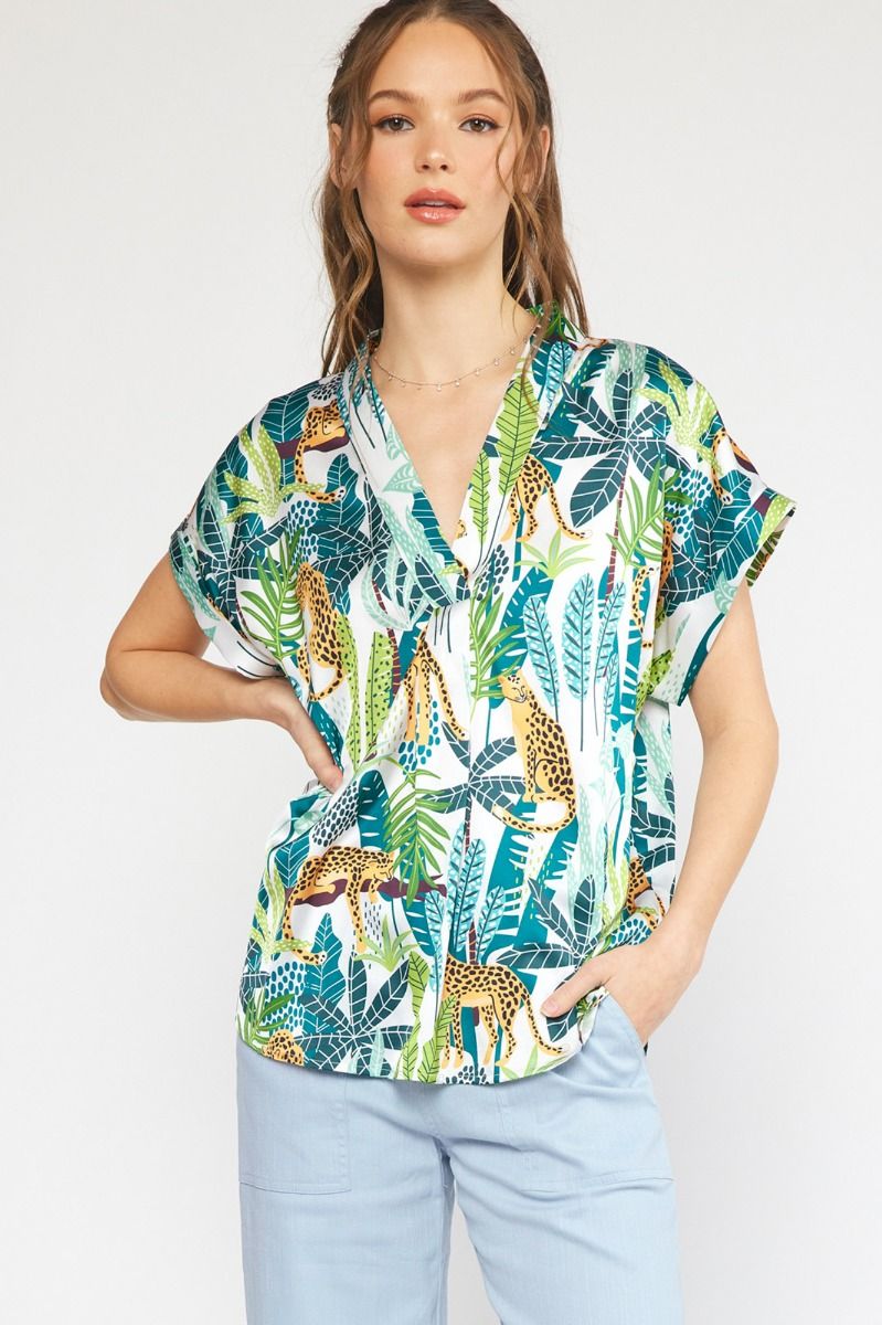 Adrienne Jaguar Print Top