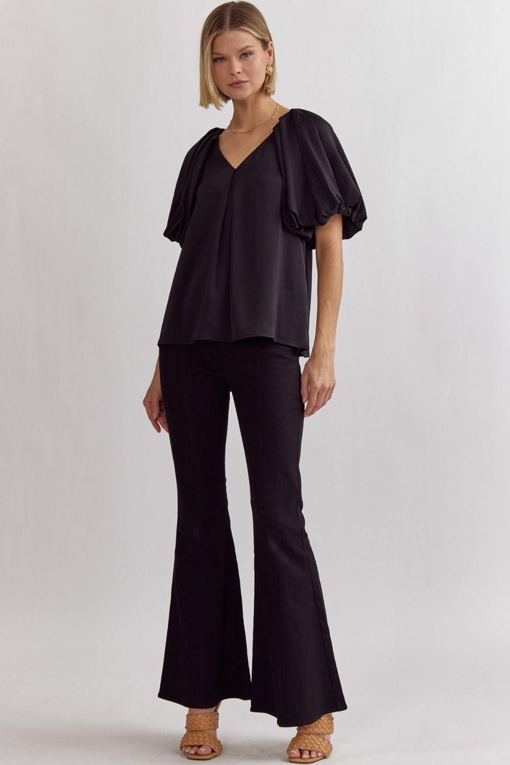 Audrey black satin top