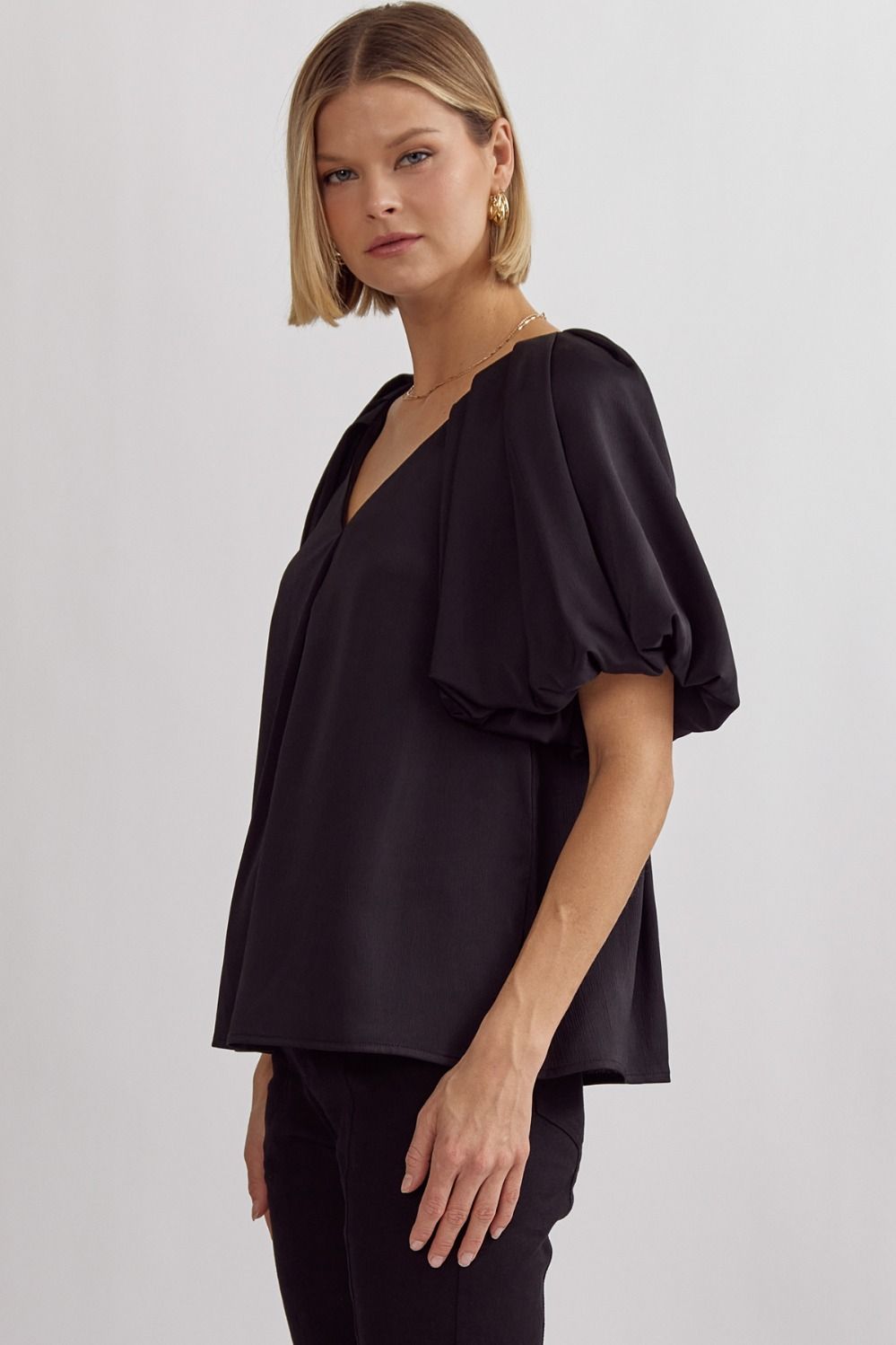 Audrey black satin top