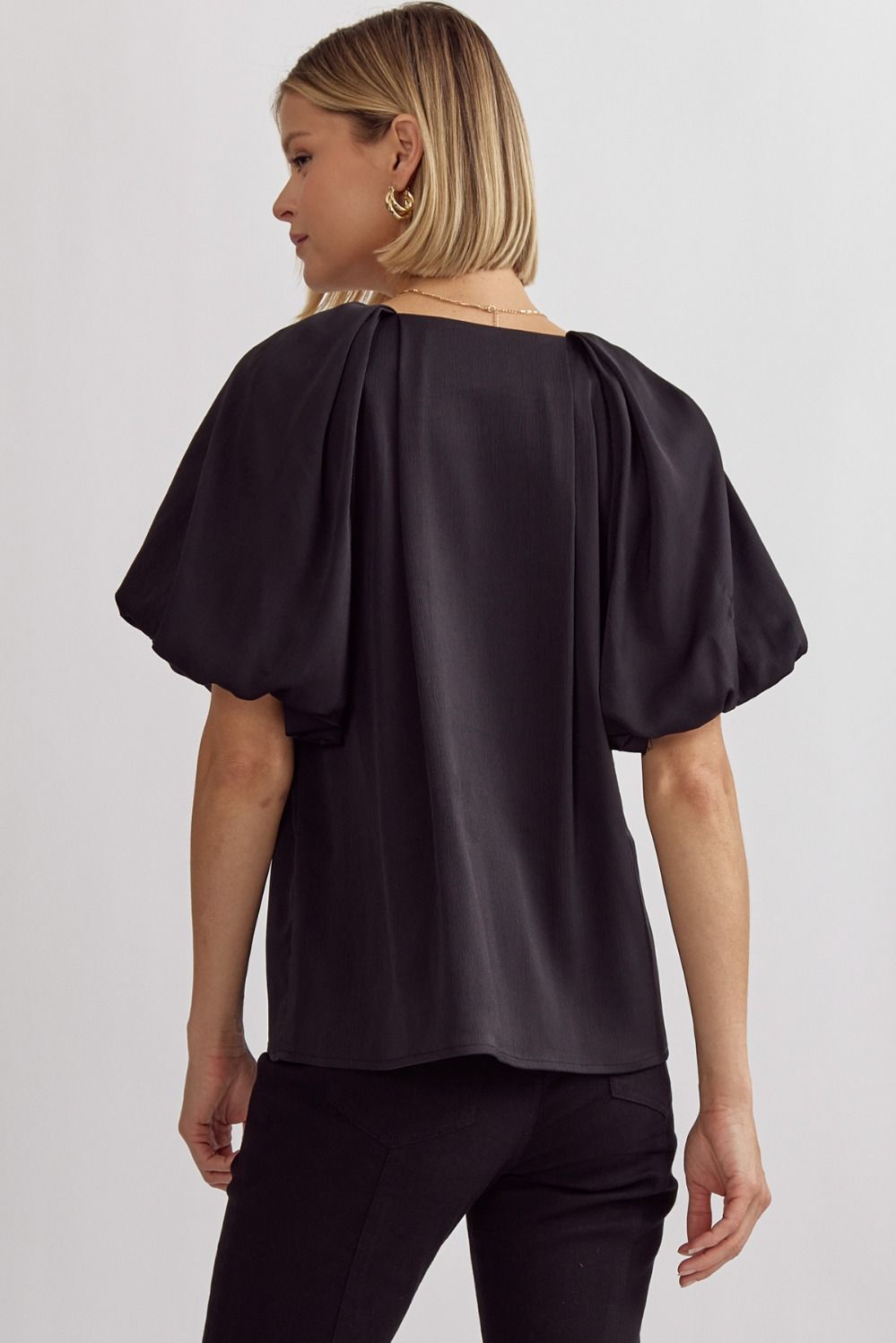 Audrey black satin top