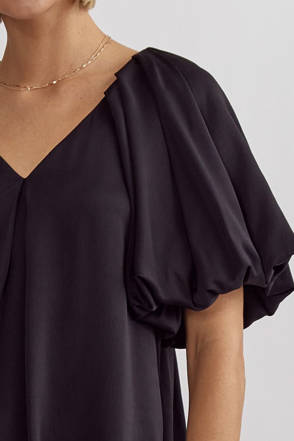 Audrey black satin top