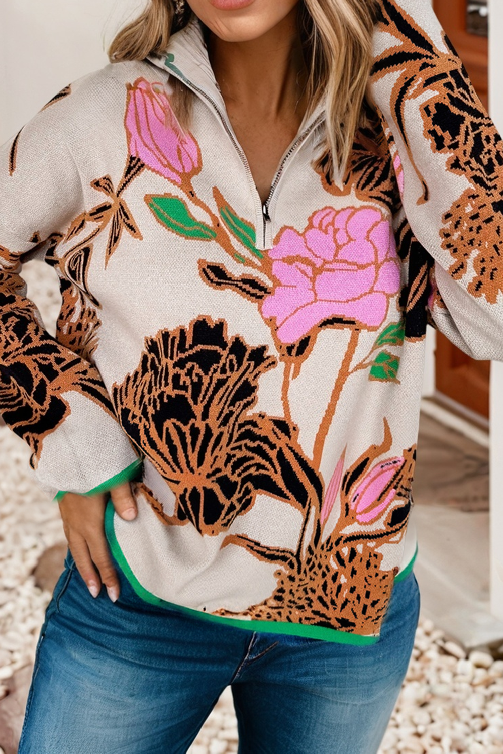 The Corinne Patterned Pullover Sweater