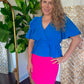 Ava ruffle sleeve peplum top blue