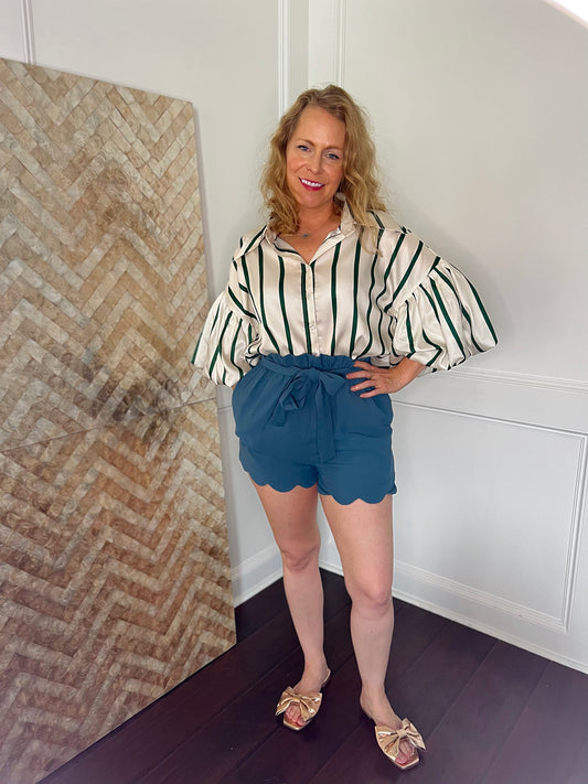 Stella Scalloped Hem Paperbag Shorts
