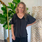 Audrey black satin top