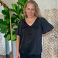Audrey black satin top