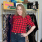 Blake Red Plaid Drape Sleeve Blouse