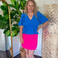 Ava ruffle sleeve peplum top blue