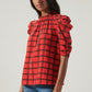 Puff Sleeve Plaid top