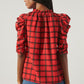 Holiday Ruffle Plaid top
