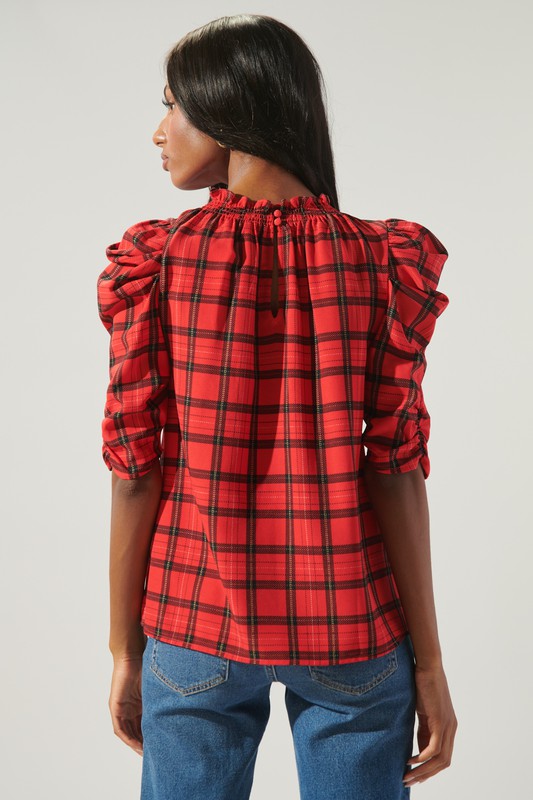 Holiday Ruffle Plaid top