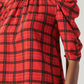 Puff Sleeve red plaid top