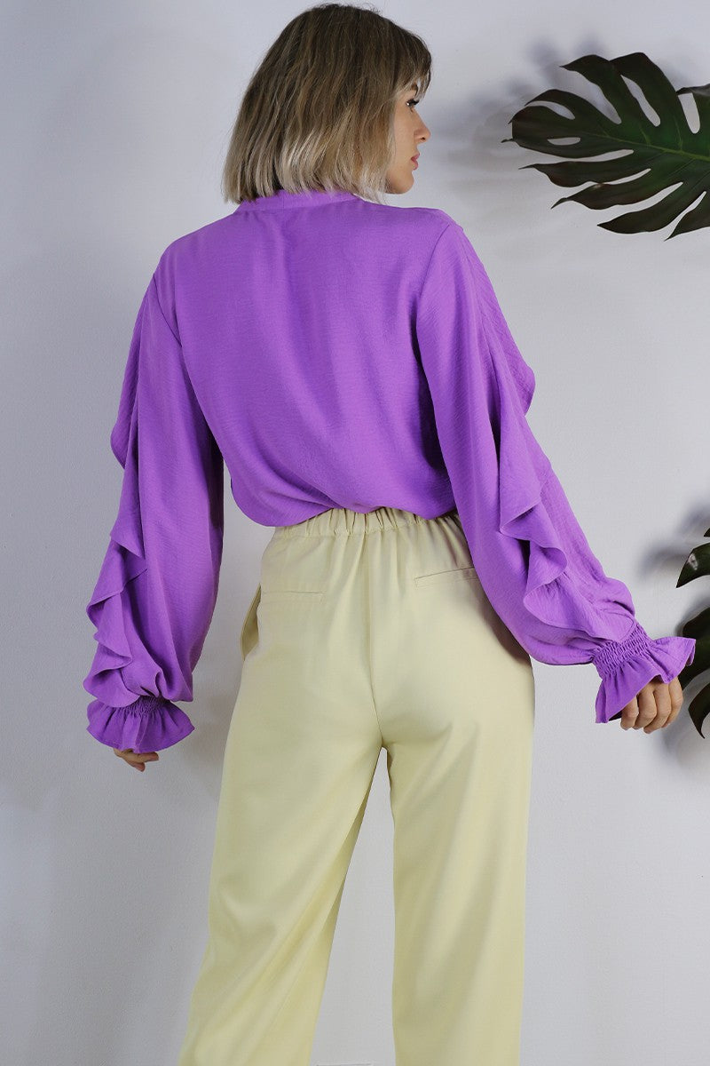 Anita Purple Ruffle Blouse