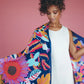 Clearance Print Fantasy Floral Scarf - Navy