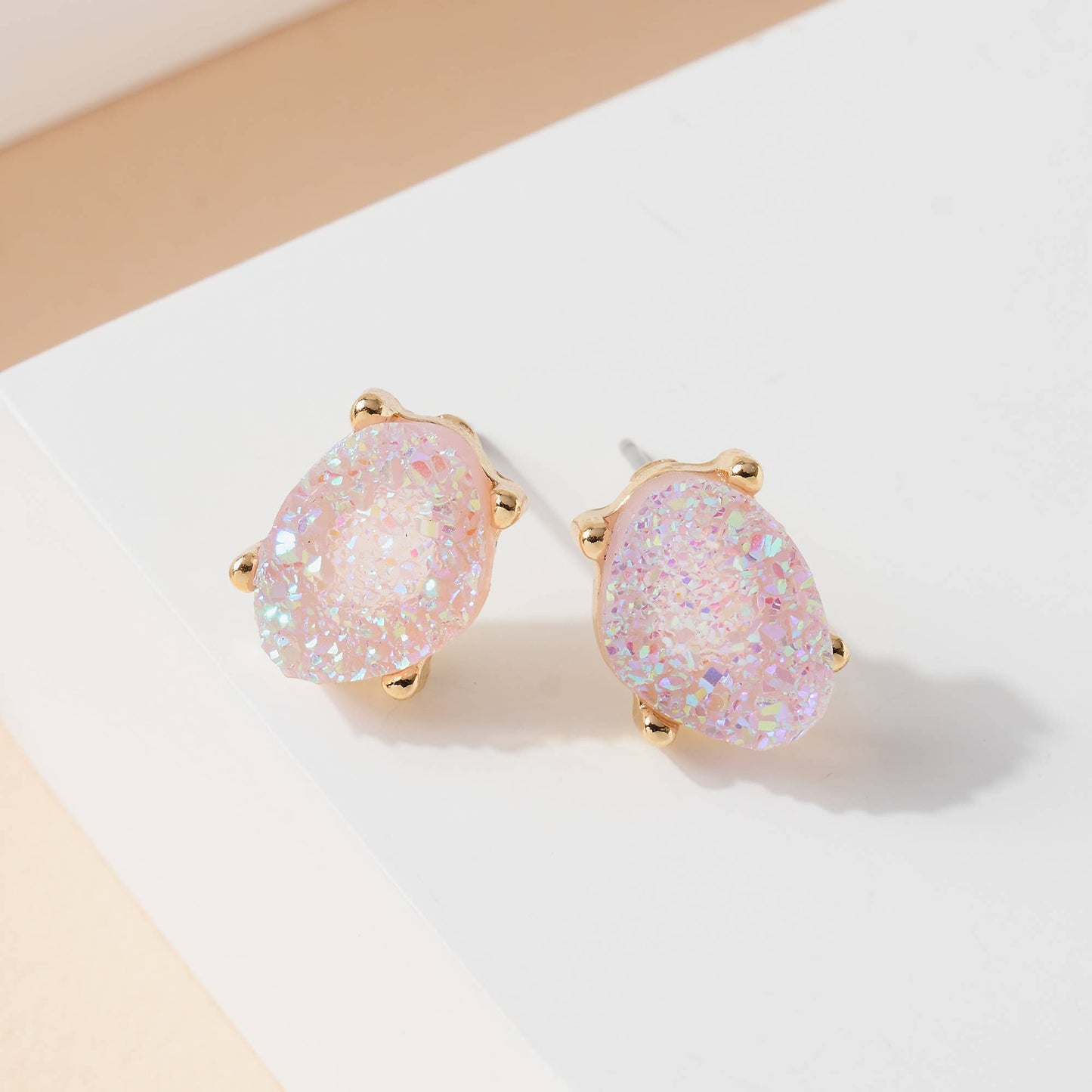 Druzy Stone Stud Earrings- Lavendar