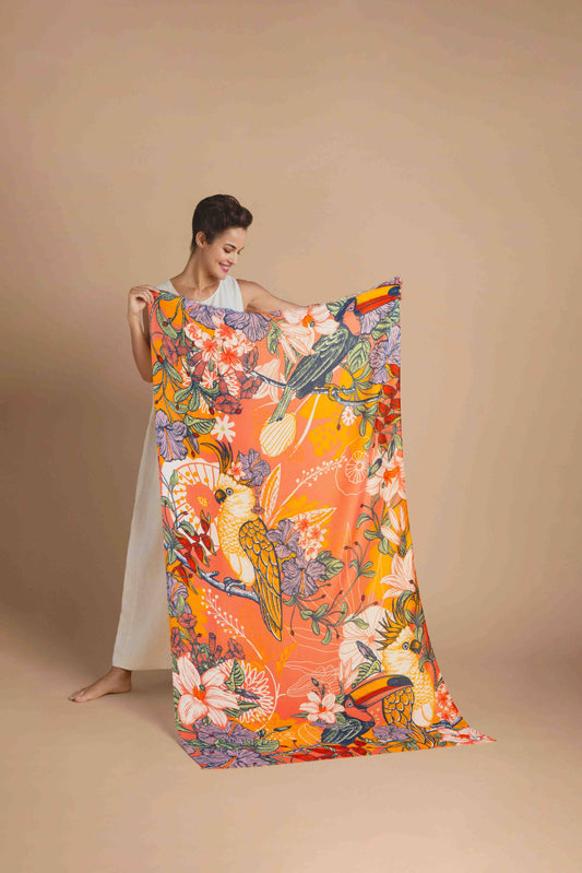 Print Rainforest Feathered Friends Scarf