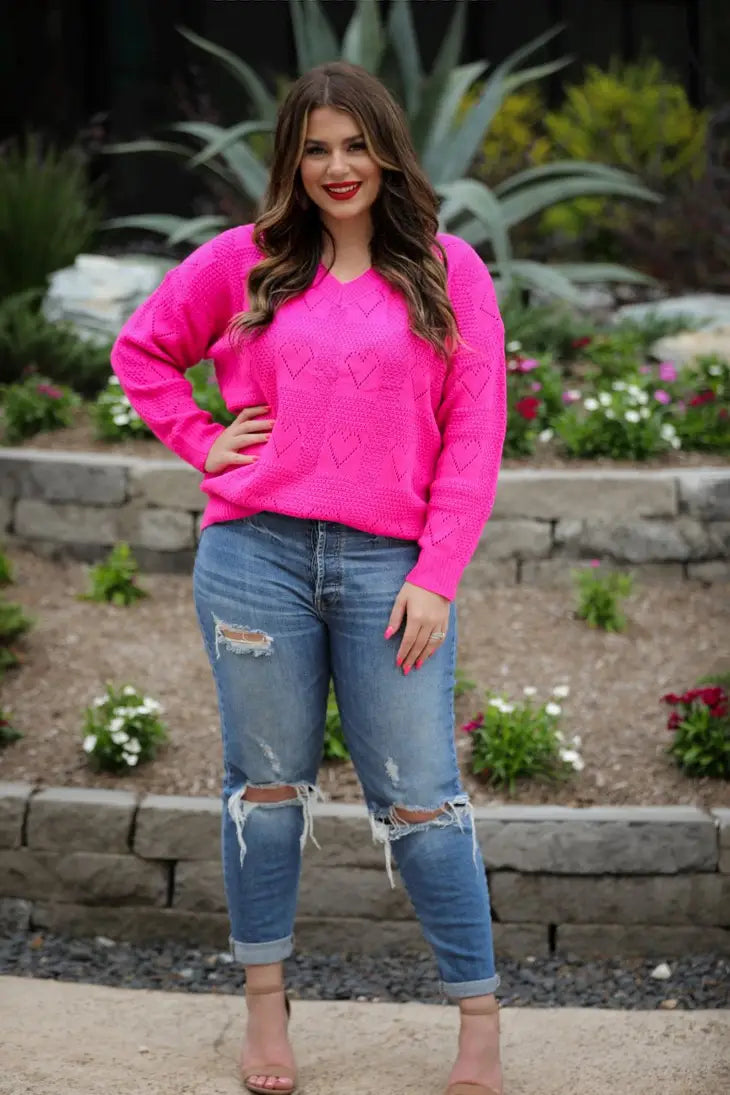 Clearance Cut Out Heart Sweater- Large