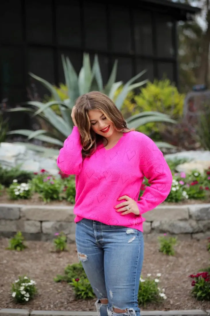 Clearance Cut Out Heart Sweater- Large