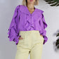 Clearance Anita Purple Ruffle Blouse- Small and Large