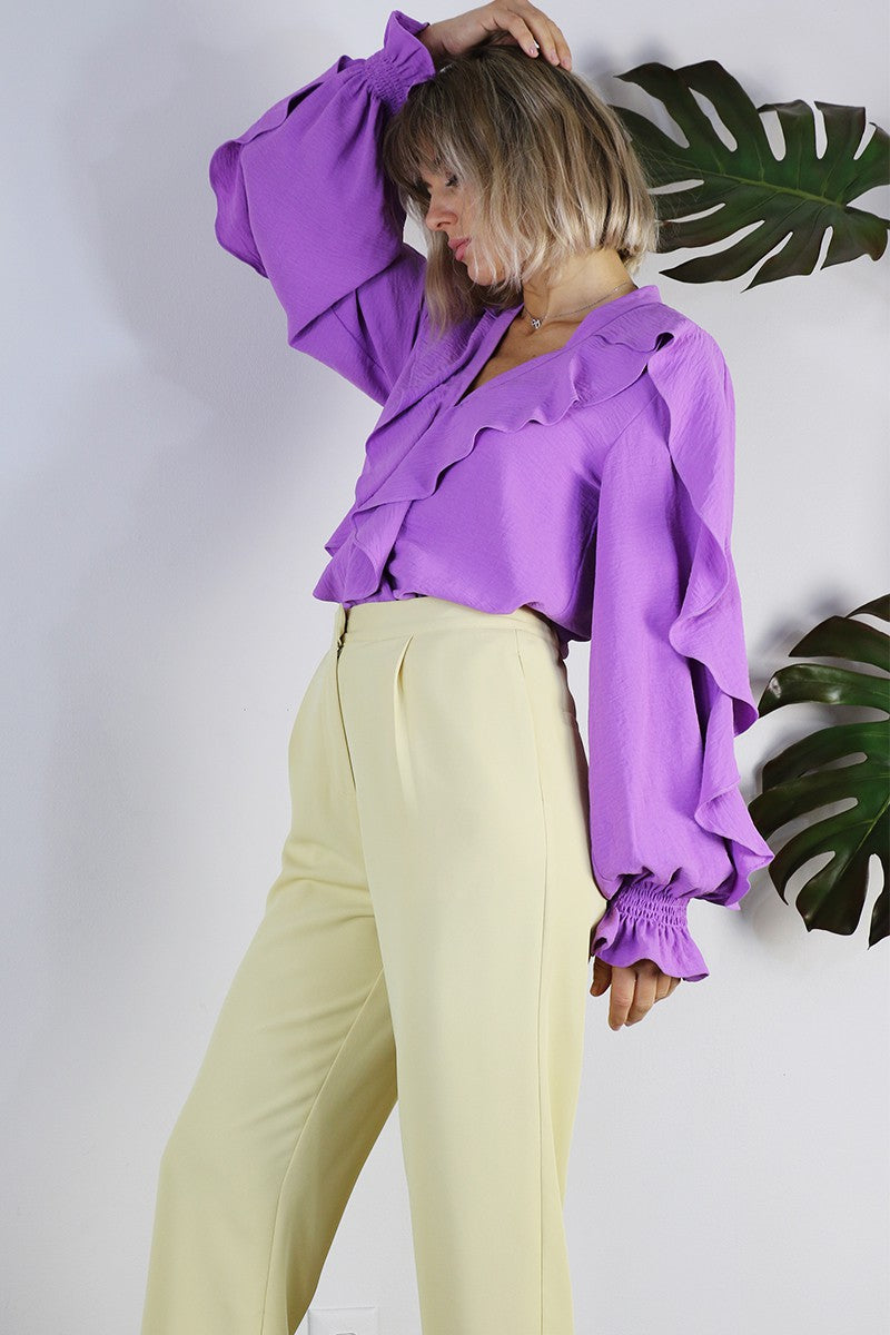 Anita Purple Ruffle Blouse